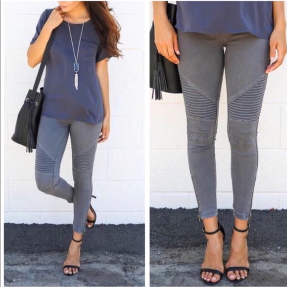 Boutique Pants - LAST 1!Gray Moto Biker Pant Legging W/Ankle Zipper